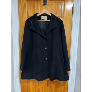 Fleurette Loro Piana Black Wool Coat Italy Tailored Jacket Size 14